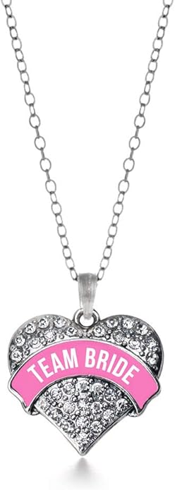 Inspired Silver - Silver Pave Heart Charm 18 Inch Necklace with Cubic Zirconia Jewelry