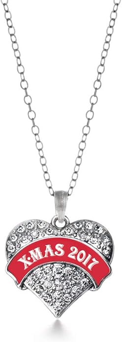 Inspired Silver - Silver Pave Heart Charm 18 Inch Necklace with Cubic Zirconia Jewelry