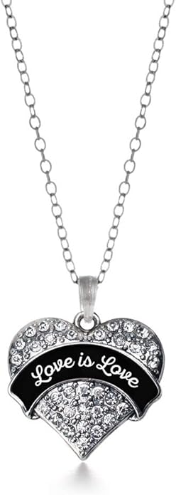 Inspired Silver - Silver Pave Heart Charm 18 Inch Necklace with Cubic Zirconia Jewelry