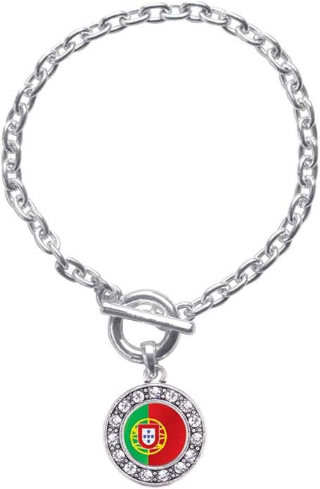 Inspired Silver - Silver Circle Charm Toggle Bracelet with Cubic Zirconia Jewelry
