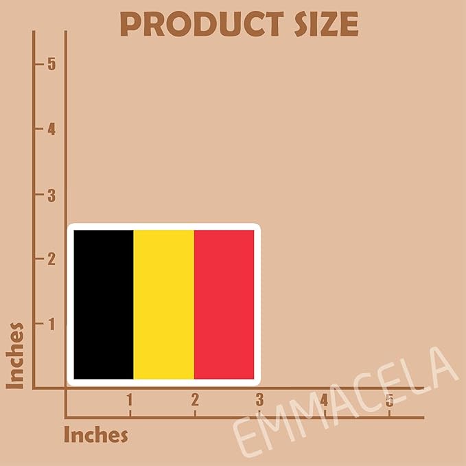 (3PCS) Belgium Flag stickers, Countries Flag Stickers - Waterproof Vinyl Decals For Laptops, Tumblers, Water Bottles, Books, Scrapbooks, Size 3 x 2.5