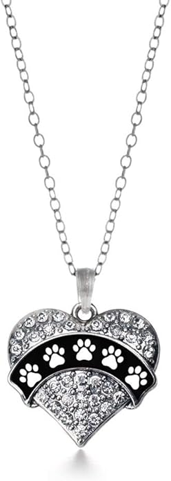 Inspired Silver - Silver Pave Heart Charm 18 Inch Necklace with Cubic Zirconia Jewelry