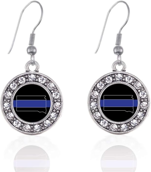 Inspired Silver - Silver Circle Charm French Hook Drop Earrings with Cubic Zirconia Jewelry