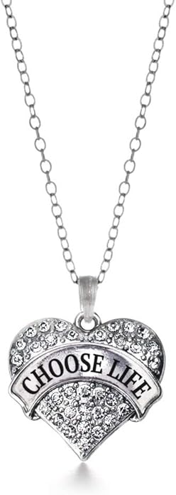 Inspired Silver - Silver Pave Heart Charm 18 Inch Necklace with Cubic Zirconia Jewelry