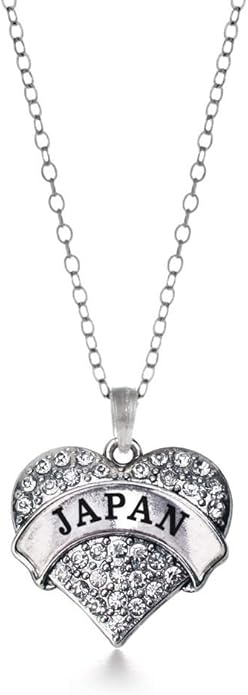 Inspired Silver - Silver Pave Heart Charm 18 Inch Necklace with Cubic Zirconia Jewelry