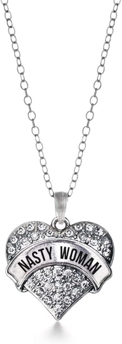 Inspired Silver - Silver Pave Heart Charm 18 Inch Necklace with Cubic Zirconia Jewelry