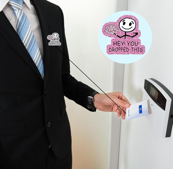 Hey You Dropped This Badge Reels Retractable Funny Cute Brain Neuro Badge Holder with Badge Reel ID Clip Name Tag Card Tag Card Badge Clip Acrylic Accessories Gifts Nurse