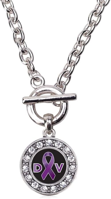 Inspired Silver - Silver Circle Charm 18 Inch Necklace with Cubic Zirconia Jewelry