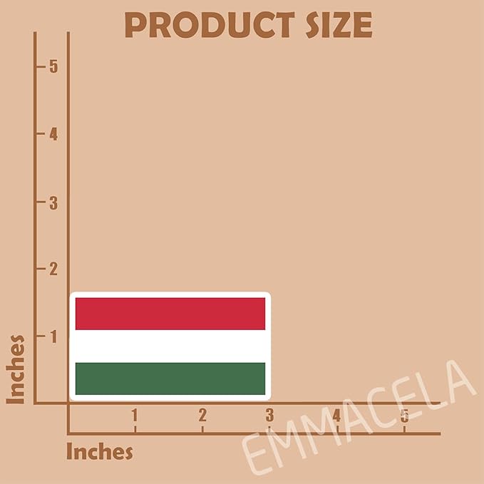 (3PCS) Hungary Flag stickers, Countries Flag Stickers - Waterproof Vinyl Decals For Laptops, Tumblers, Water Bottles, Books, Scrapbooks, Size 3 x 1.7 Inch
