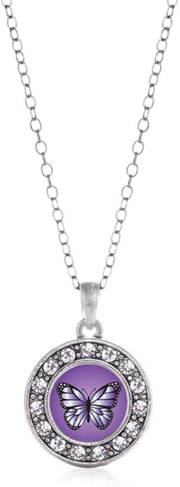 Inspired Silver - Silver Circle Charm 18 Inch Necklace with Cubic Zirconia Jewelry