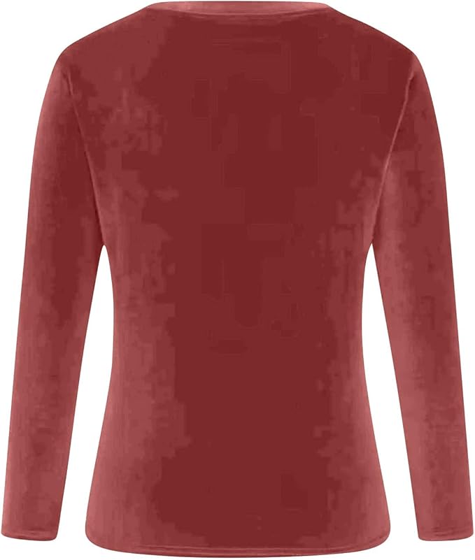 Velvet Tops for Women Dressy Casual V Neck Shirts Loose Fit Vintage Long Sleeve Velour Blouse Solid Holiday Party Outfits