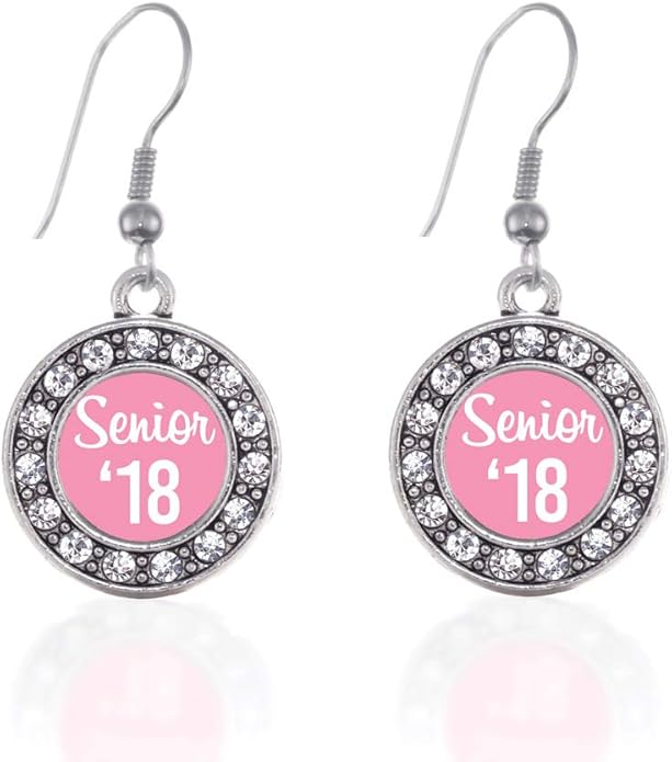 Inspired Silver - Silver Circle Charm French Hook Drop Earrings with Cubic Zirconia Jewelry