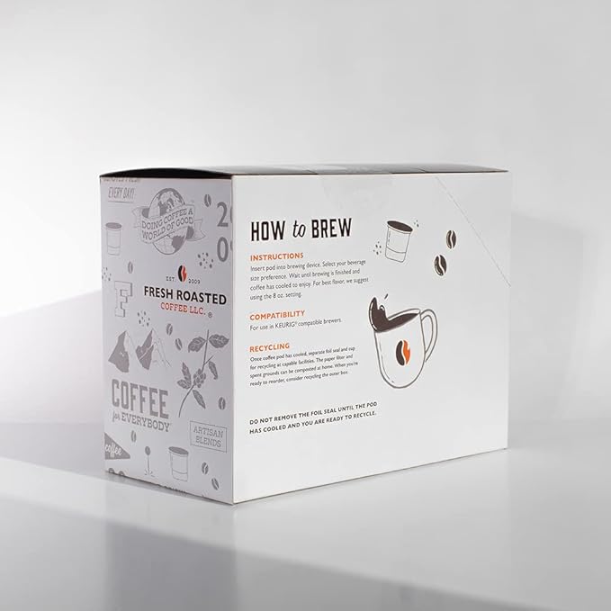 Fresh Roasted Coffee, Anniversary Blend, Medium Roast, 24 Pods for K Cup Brewers