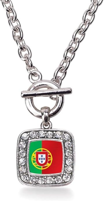 Inspired Silver - Silver Square Charm 18 Inch Necklace with Cubic Zirconia Jewelry