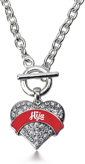 Inspired Silver - Silver Pave Heart Charm 18 Inch Necklace with Cubic Zirconia Jewelry