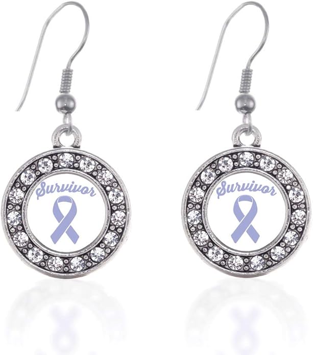 Inspired Silver - Silver Circle Charm French Hook Drop Earrings with Cubic Zirconia Jewelry