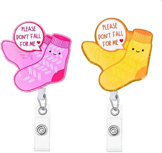 2Pcs Don’t Fall for Me Badge Reel with ID Clip Holder Retractable for Nurse Nursing Name Tag Card Cute Funny Cow Accessories with Alligator Medical Assistant MA CNA RN ER Office Student Work Hospital