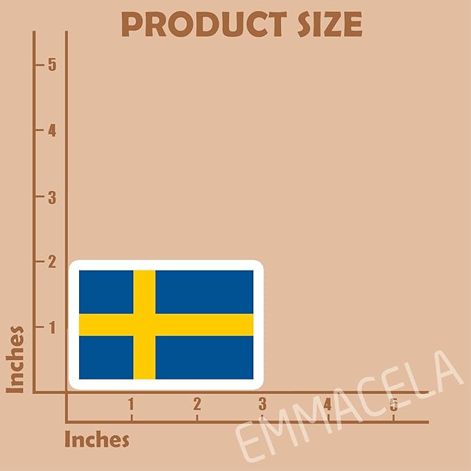 (3PCS) Sweden Flag stickers, Countries Flag Stickers - Waterproof Vinyl Decals For Laptops, Tumblers, Water Bottles, Books, Scrapbooks, Size 3 x 2 Inch