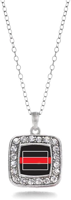 Inspired Silver - Silver Square Charm 18 Inch Necklace with Cubic Zirconia Jewelry