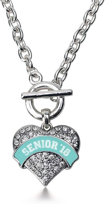 Inspired Silver - Silver Pave Heart Charm 18 Inch Necklace with Cubic Zirconia Jewelry
