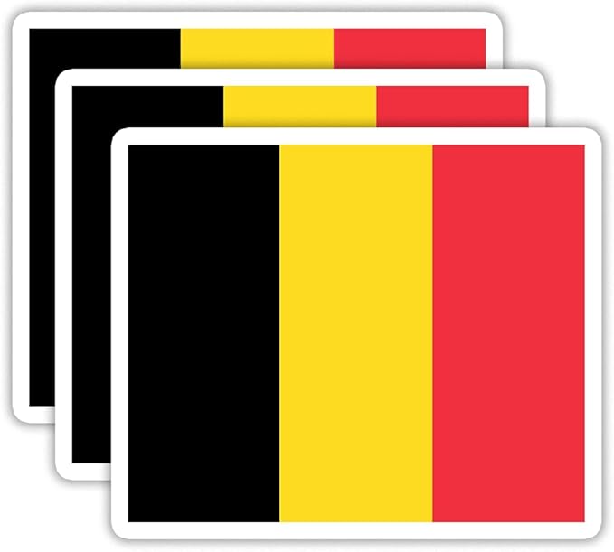 (3PCS) Belgium Flag stickers, Countries Flag Stickers - Waterproof Vinyl Decals For Laptops, Tumblers, Water Bottles, Books, Scrapbooks, Size 3 x 2.5