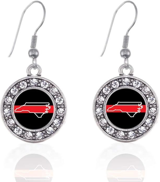 Inspired Silver - Silver Circle Charm French Hook Drop Earrings with Cubic Zirconia Jewelry