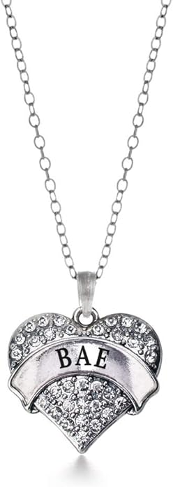 Inspired Silver - Silver Pave Heart Charm 18 Inch Necklace with Cubic Zirconia Jewelry
