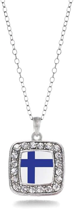 Inspired Silver - Silver Square Charm 18 Inch Necklace with Cubic Zirconia Jewelry