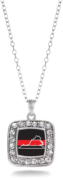 Inspired Silver - Silver Square Charm 18 Inch Necklace with Cubic Zirconia Jewelry