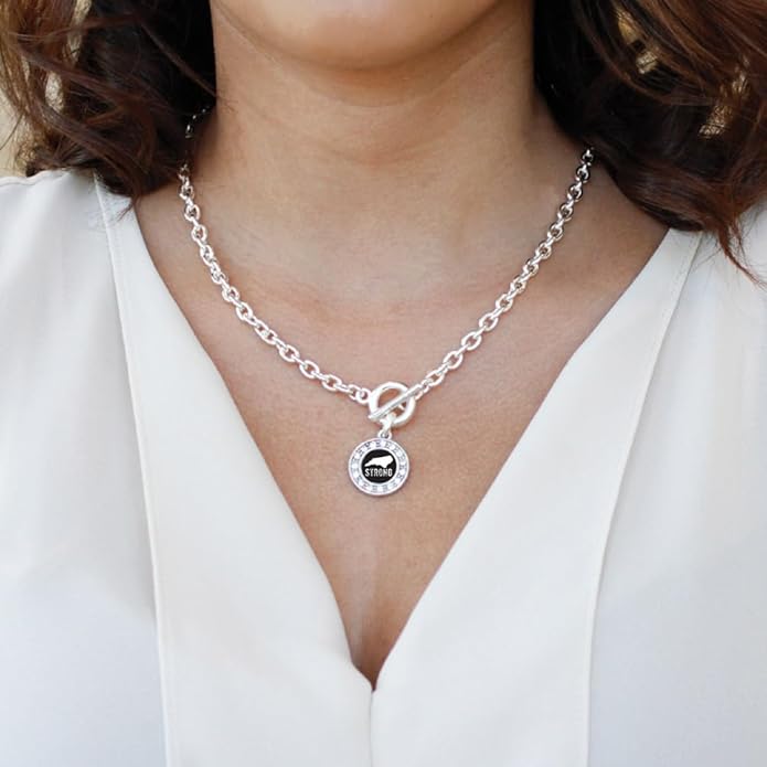 Inspired Silver - Silver Circle Charm 18 Inch Necklace with Cubic Zirconia Jewelry