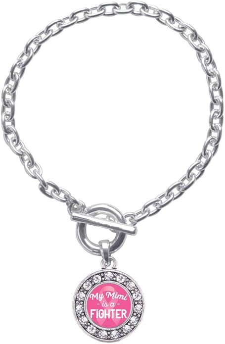 Inspired Silver - Silver Circle Charm Toggle Bracelet with Cubic Zirconia Jewelry