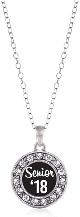Inspired Silver - Silver Circle Charm 18 Inch Necklace with Cubic Zirconia Jewelry