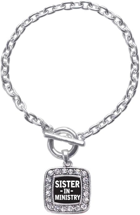 Inspired Silver - Silver Square Charm Toggle Bracelet with Cubic Zirconia Jewelry
