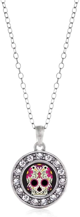 Inspired Silver - Silver Circle Charm 18 Inch Necklace with Cubic Zirconia Jewelry