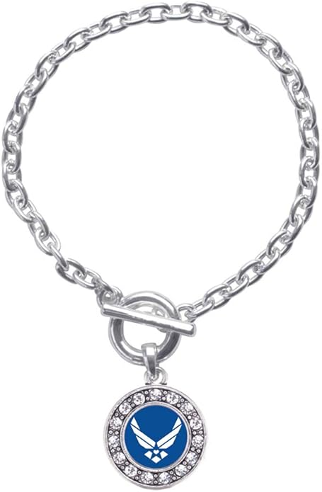 Inspired Silver - Silver Circle Charm Toggle Bracelet with Cubic Zirconia Jewelry