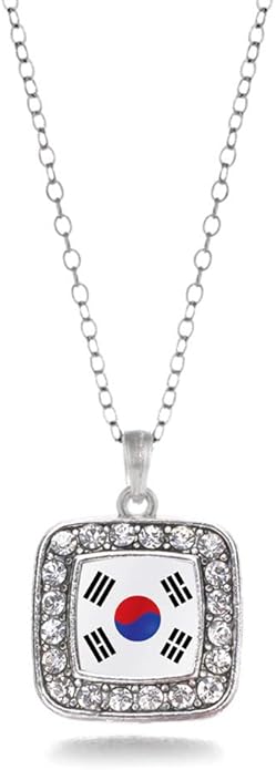 Inspired Silver - Silver Square Charm 18 Inch Necklace with Cubic Zirconia Jewelry