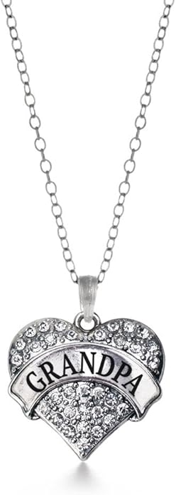 Inspired Silver - Silver Pave Heart Charm 18 Inch Necklace with Cubic Zirconia Jewelry