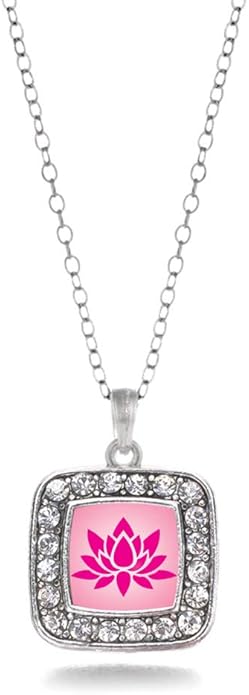 Inspired Silver - Silver Square Charm 18 Inch Necklace with Cubic Zirconia Jewelry