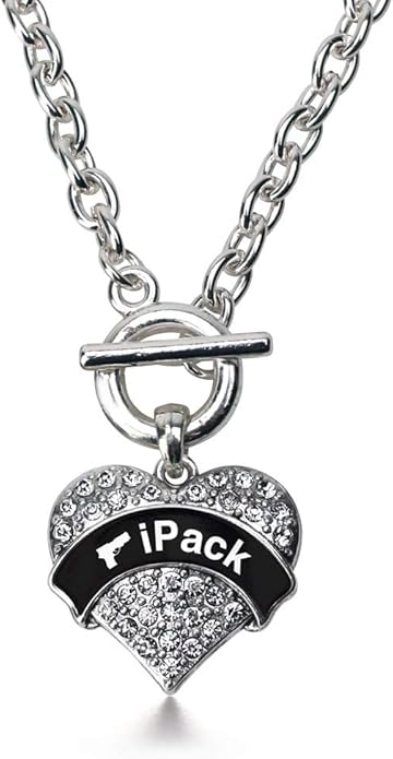Inspired Silver - Silver Pave Heart Charm 18 Inch Necklace with Cubic Zirconia Jewelry