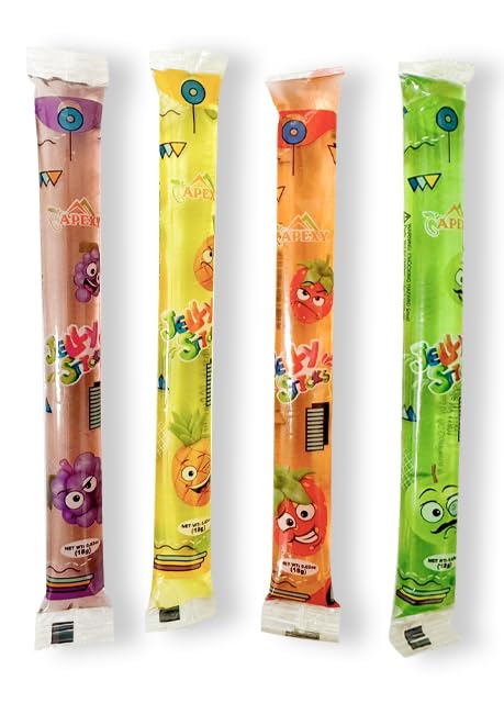 Apexy Jelly Straws, Fruit Jelly Filled Strips, Assorted Fruit Jelly Sticks, 15.23oz (432g)