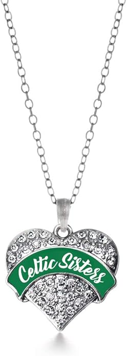 Inspired Silver - Silver Pave Heart Charm 18 Inch Necklace with Cubic Zirconia Jewelry