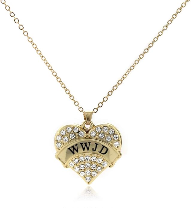 Inspired Silver - Gold Pave Heart Charm 18 Inch Necklace with Cubic Zirconia Jewelry