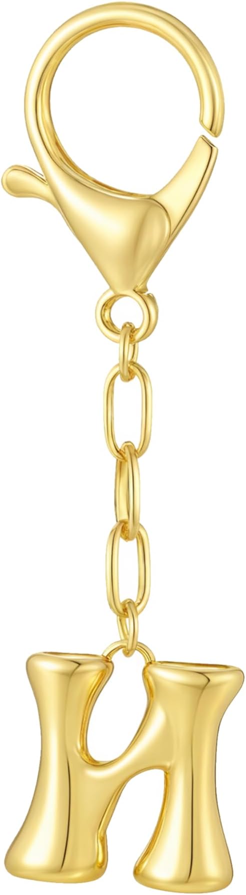 GAOKOXI Gold Bubble Initial Keychain Charm for Women Chunky Bag Purse Charms A-Z Letter Key Chains for Handbag Accessories