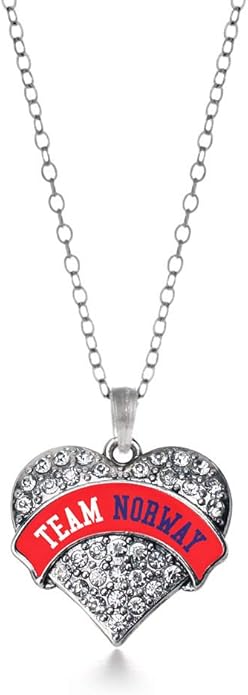 Inspired Silver - Silver Pave Heart Charm 18 Inch Necklace with Cubic Zirconia Jewelry