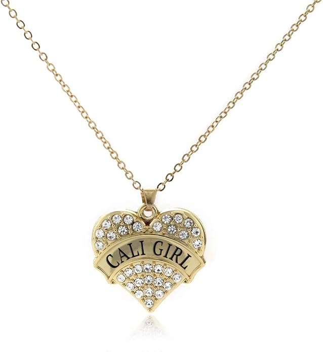 Inspired Silver - Gold Pave Heart Charm 18 Inch Necklace with Cubic Zirconia Jewelry