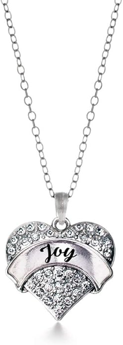 Inspired Silver - Silver Pave Heart Charm 18 Inch Necklace with Cubic Zirconia Jewelry