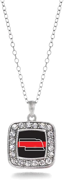 Inspired Silver - Silver Square Charm 18 Inch Necklace with Cubic Zirconia Jewelry