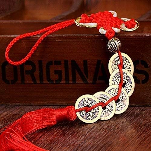 GJMY Feng Shui Coins for Wealth and Success with Chinese Knot Lucky Coins Five Emperor Money(5coins)