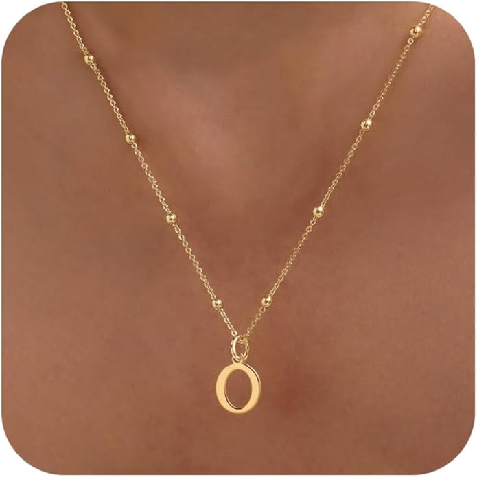MDIEEL Initial Necklaces for Women Dainty 14k Gold Plated A-Z Letter Pendant Name Necklaces Cute Charm Choker Fashion Accessories Non Tarnish Trendy Jewelry Gift