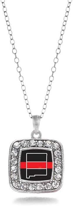 Inspired Silver - Silver Square Charm 18 Inch Necklace with Cubic Zirconia Jewelry